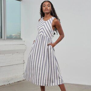 Striped SoftHemp Chambray Midi Dress | Size S